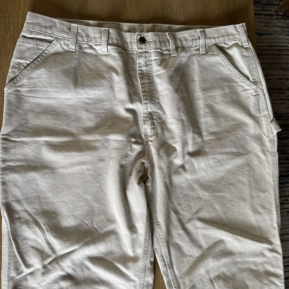 VNTG Carhartt B11 STN Natural Stone Duck Work Pants 44x32 Utility Gorpcore Retro